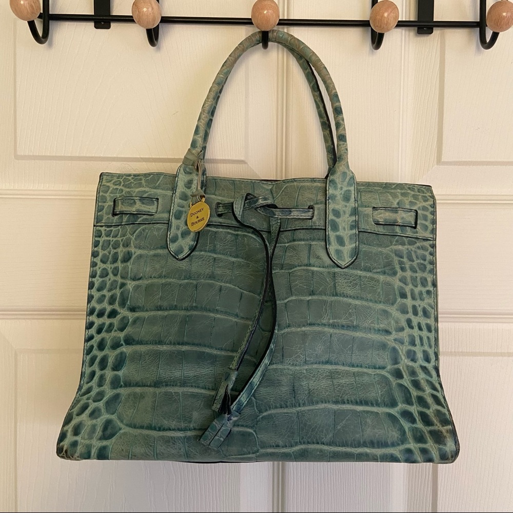 DOONEY & BOURKE Teal Leather Top Handle Bag Y2K